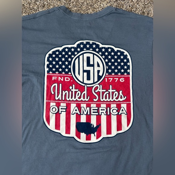 Royce Brand blue/gray v-neck USA t-shirt men’s size small - Picture 4 of 5